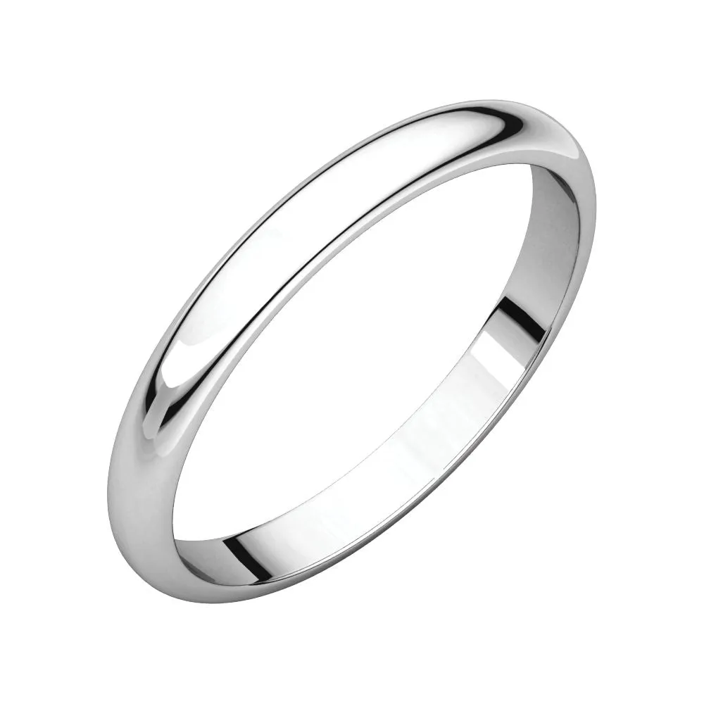 Platinum 2.5mm Half Round Band, Size 4