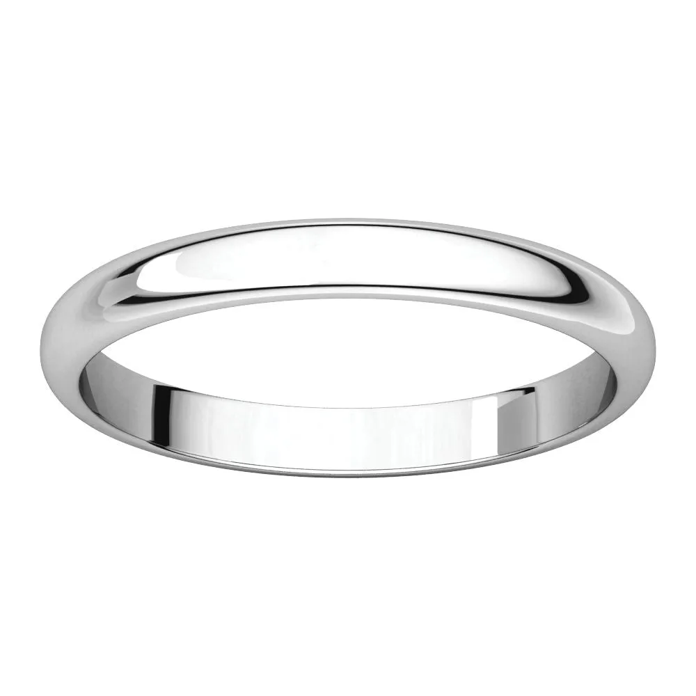 Platinum 2.5mm Half Round Band, Size 4