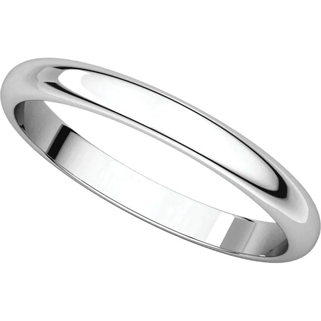 Platinum 2.5mm Half Round Band, Size 4