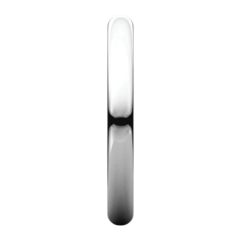 Platinum 2.5mm Half Round Band, Size 4