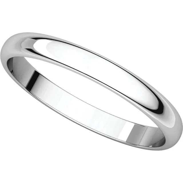 Platinum 2.5mm Half Round Light Band, Size 7