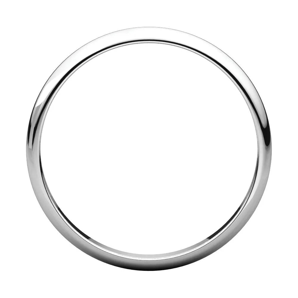 Platinum 2.5mm Half Round Light Band, Size 7