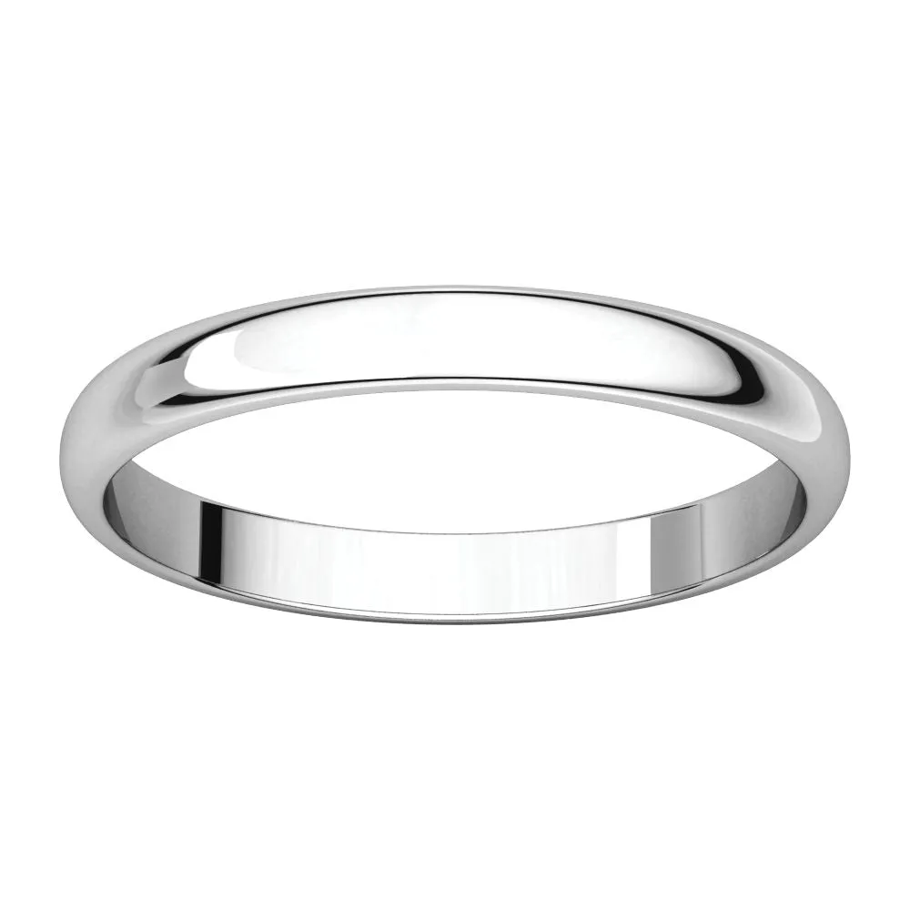 Platinum 2.5mm Half Round Light Band, Size 7