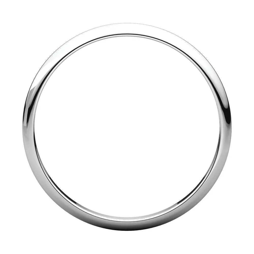 Platinum 2mm Half Round Light Band, Size 5.5