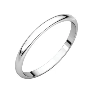 Platinum 2mm Half Round Light Band, Size 5.5