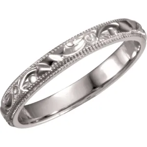 Platinum 3mm Hand-Engraved Band Size 7