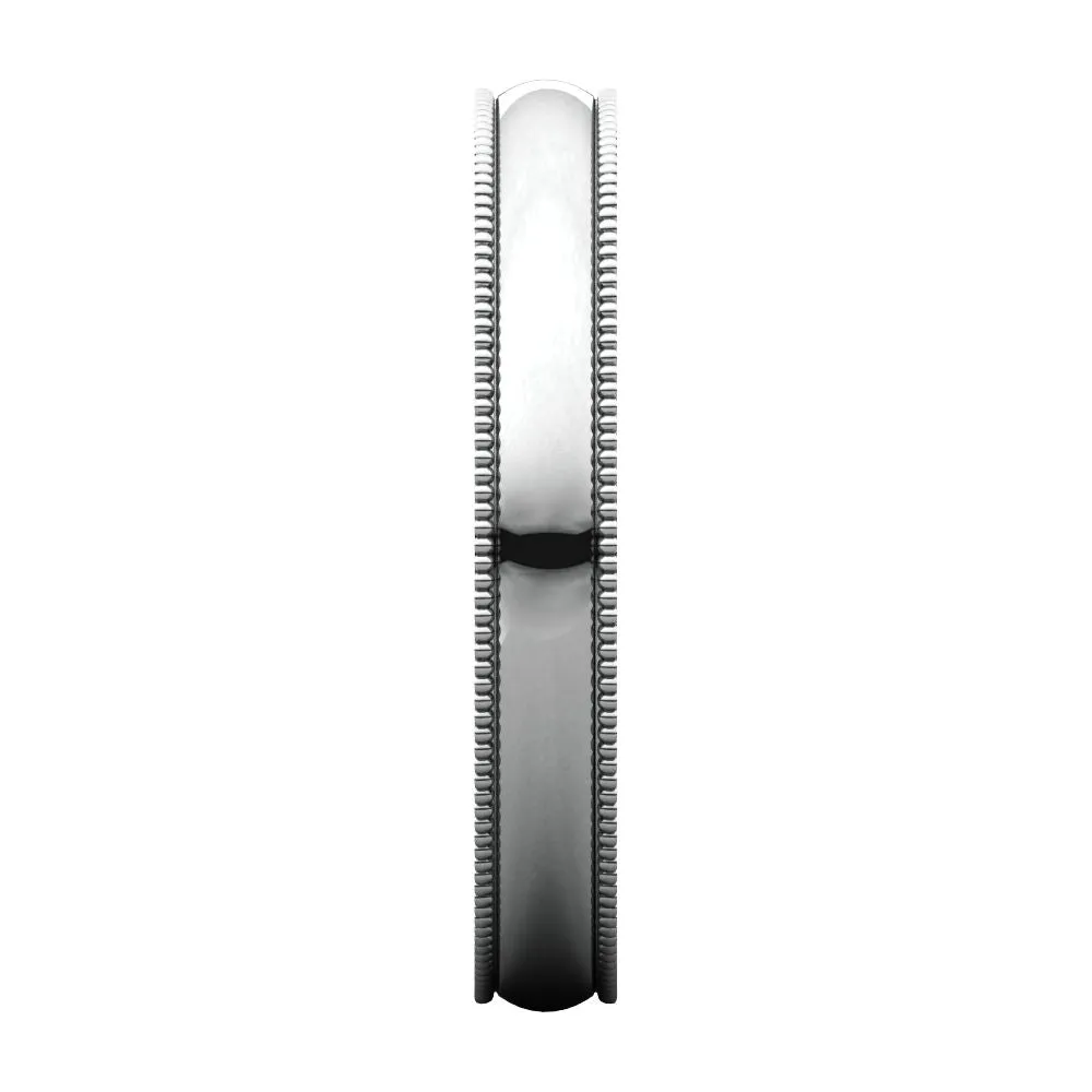 Platinum 3mm Light Comfort Fit Milgrain Band , Size 4
