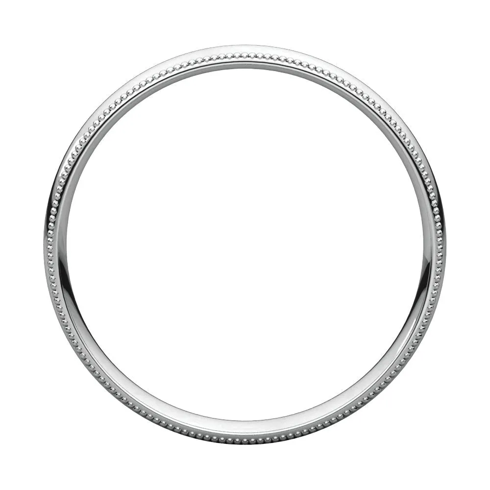 Platinum 3mm Light Comfort Fit Milgrain Band , Size 4