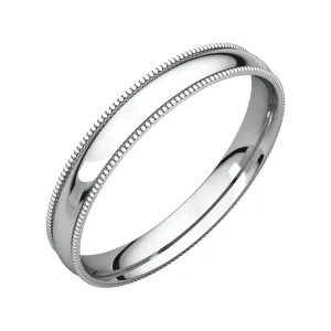Platinum 3mm Light Comfort Fit Milgrain Band , Size 4