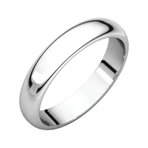 Platinum 4mm Half Round Band, Size 8