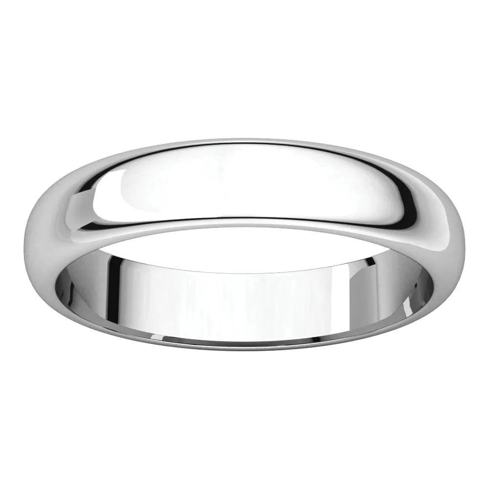 Platinum 4mm Half Round Band, Size 8