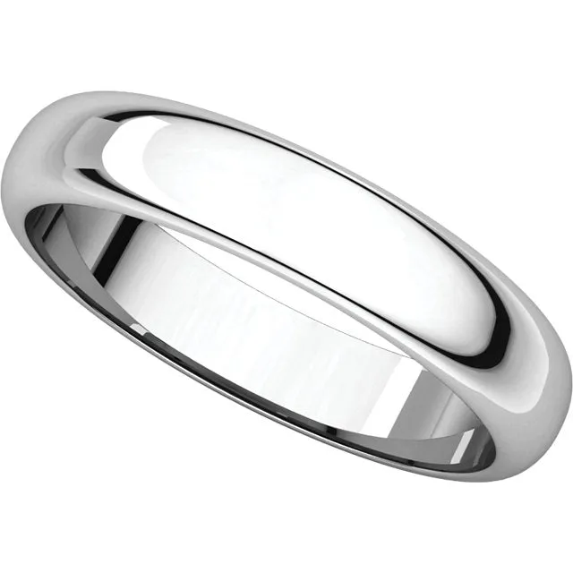 Platinum 4mm Half Round Band, Size 8