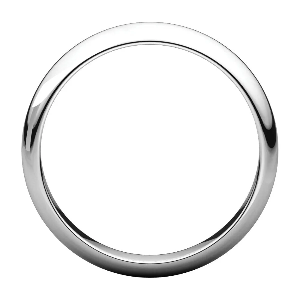 Platinum 4mm Half Round Band, Size 8