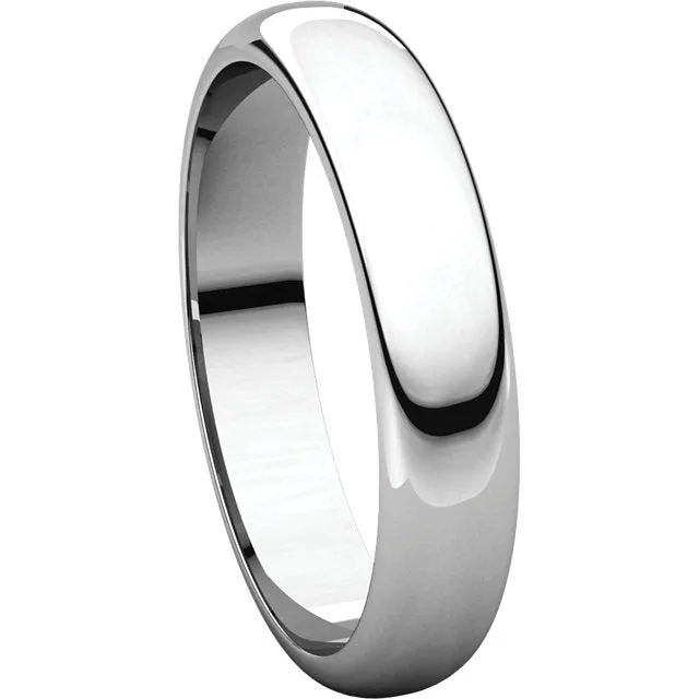Platinum 4mm Half Round Band, Size 8
