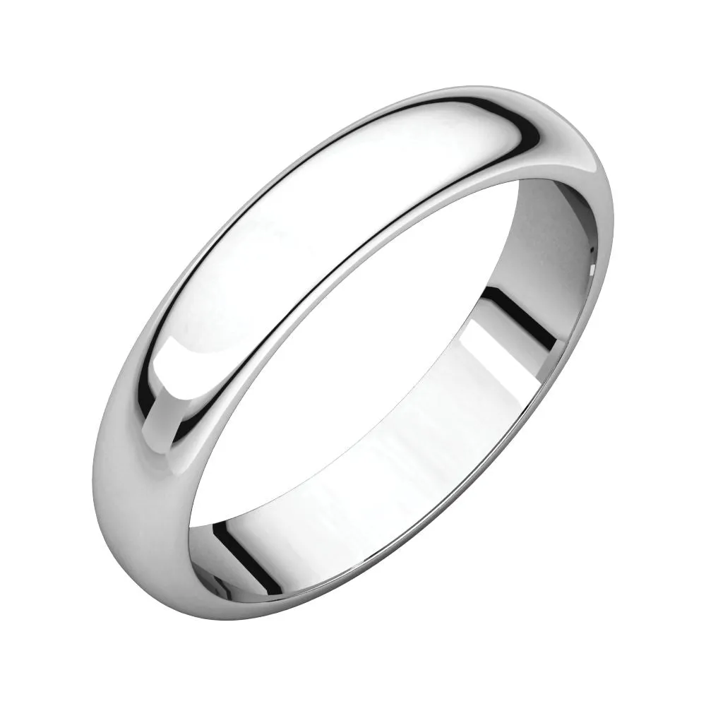 Platinum 4mm Half Round Band, Size 8