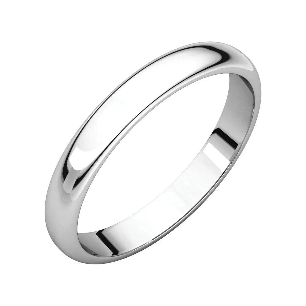 Platinum 4mm Half Round Light Band, Size 10.5