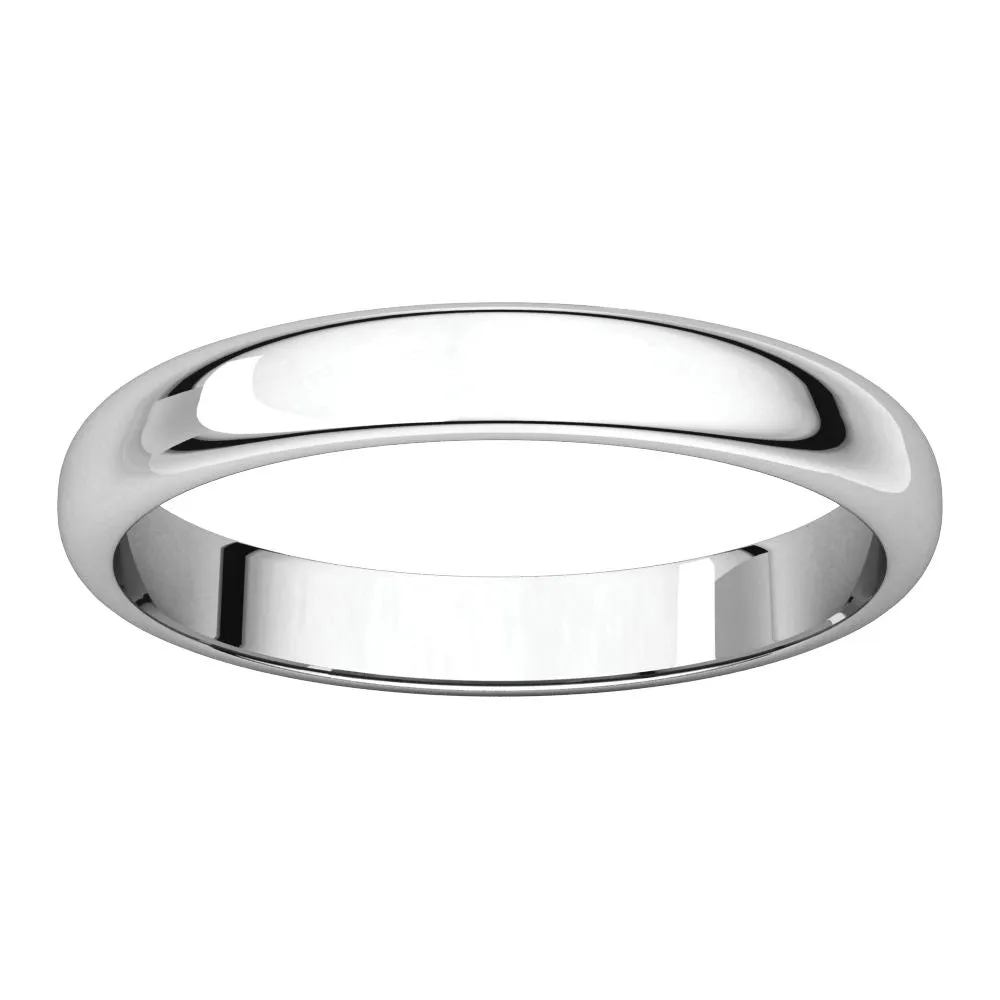 Platinum 4mm Half Round Light Band, Size 7