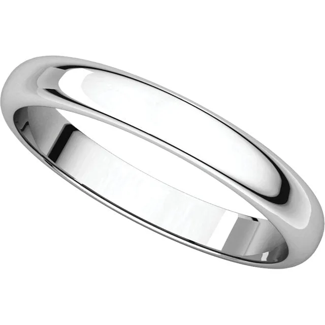 Platinum 4mm Half Round Light Band, Size 7