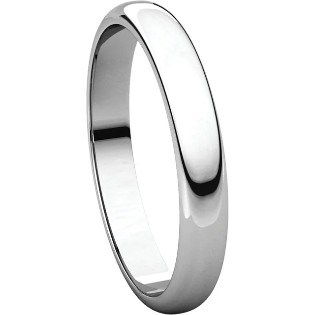 Platinum 4mm Half Round Light Band, Size 7