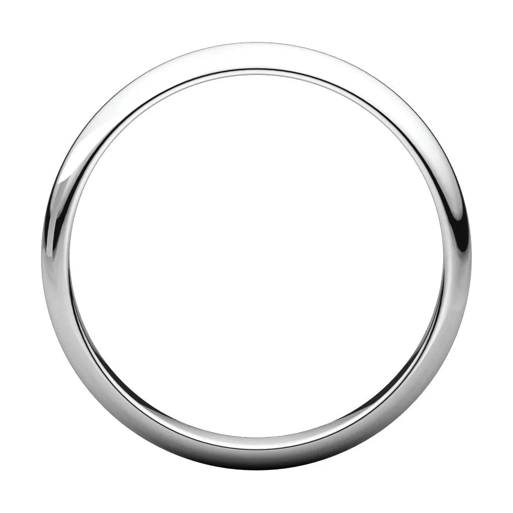 Platinum 4mm Half Round Light Band, Size 7