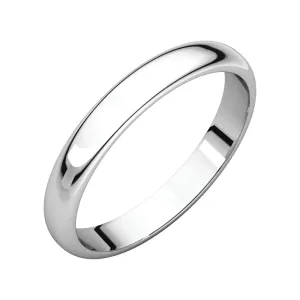 Platinum 4mm Half Round Light Band, Size 7