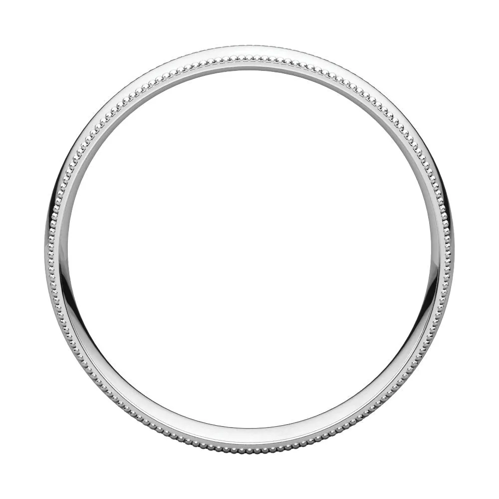 Platinum 4mm Light Comfort Fit Milgrain Band , Size 9.5