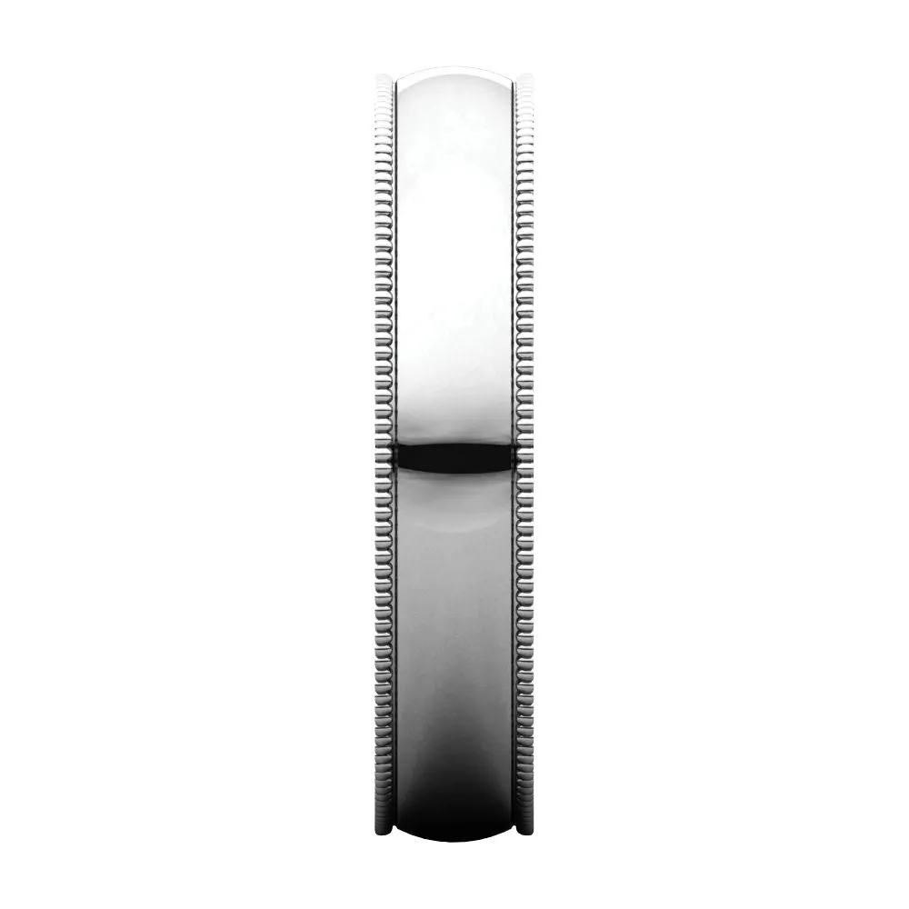 Platinum 4mm Light Comfort Fit Milgrain Band , Size 9.5
