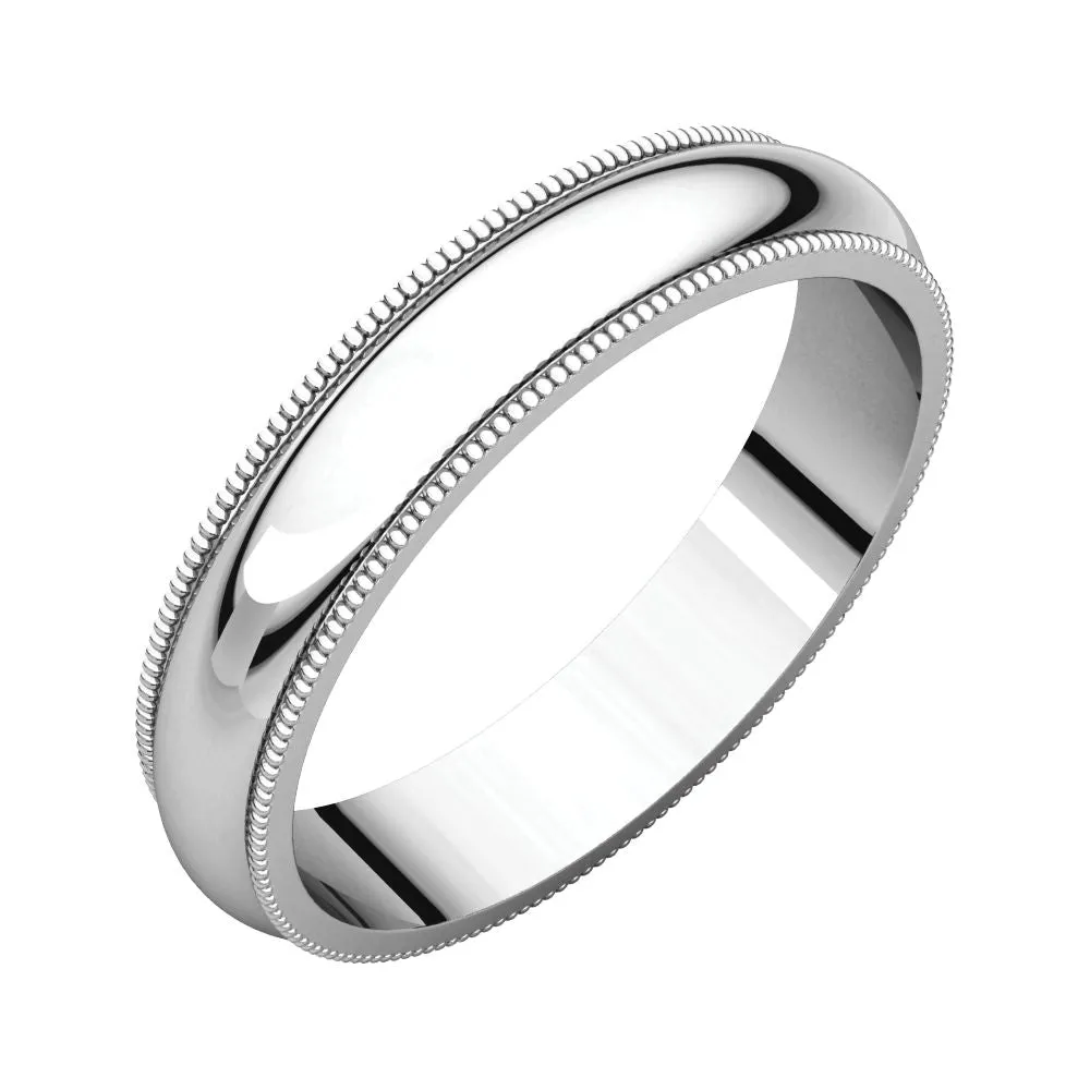 Platinum 4mm Milgrain Band, Size 10