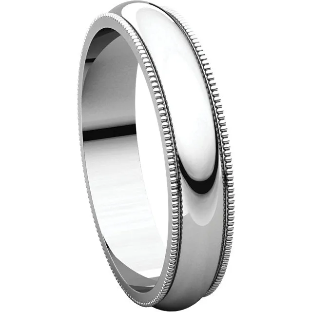 Platinum 4mm Milgrain Band, Size 10