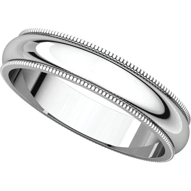 Platinum 4mm Milgrain Band, Size 10