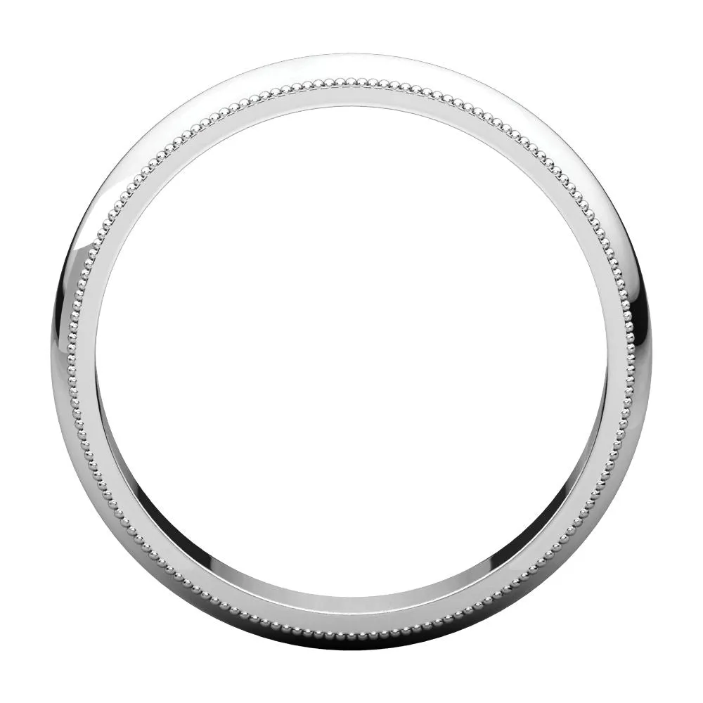 Platinum 4mm Milgrain Band, Size 10