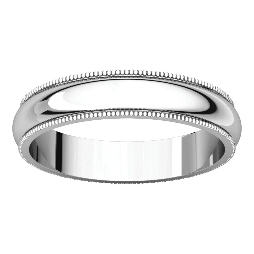 Platinum 4mm Milgrain Band, Size 10