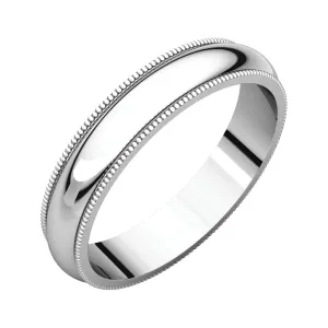 Platinum 4mm Milgrain Band, Size 10