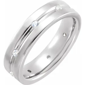 Platinum 5 mm 1/6 Ctw Natural Diamond Comfort-Fit Grooved Band