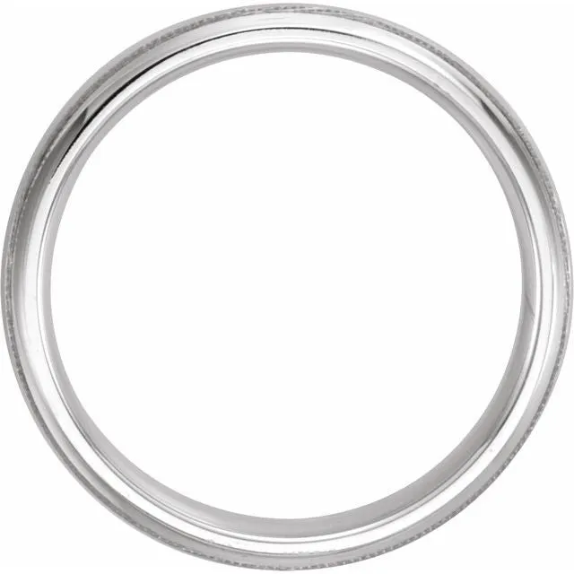 Platinum 5 mm Half Round Comfort-Fit Band With Milgrain