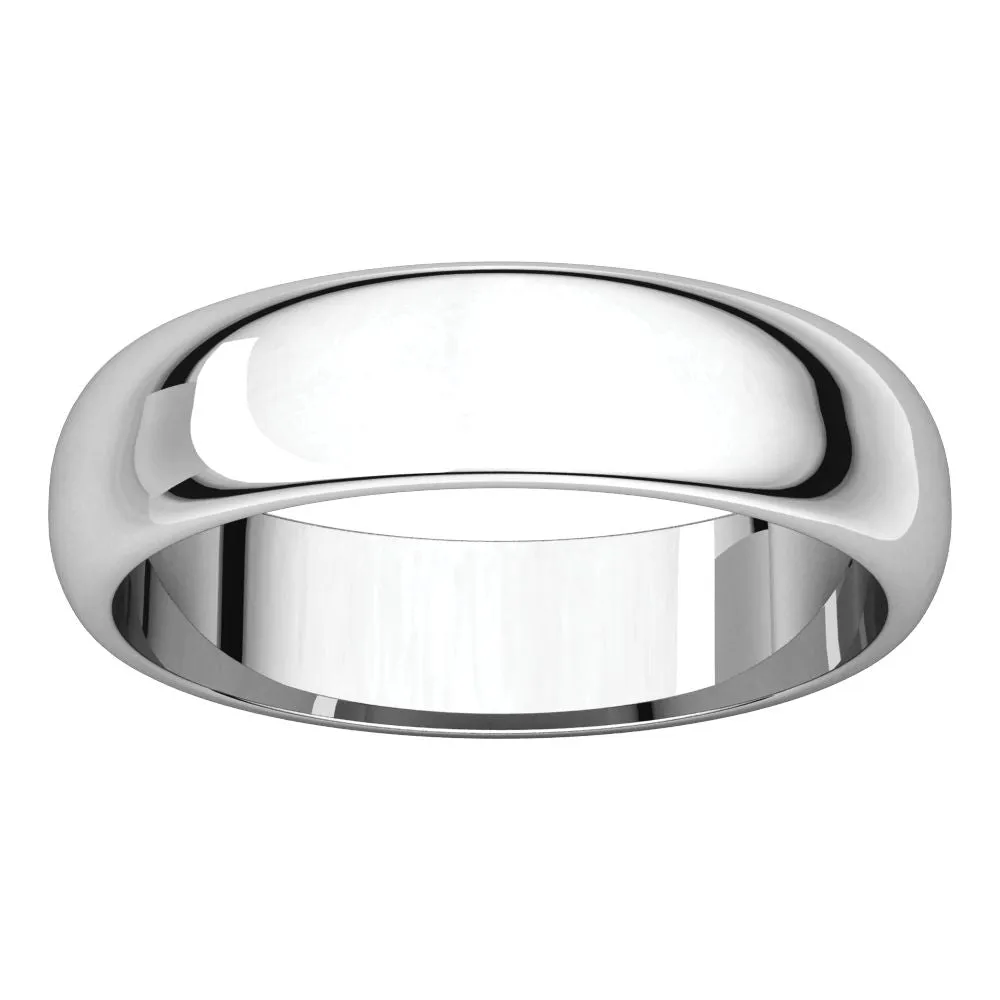 Platinum 5mm Half Round Band, Size 11.5
