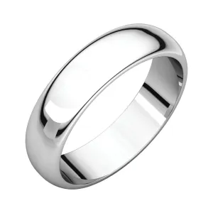 Platinum 5mm Half Round Band, Size 11.5