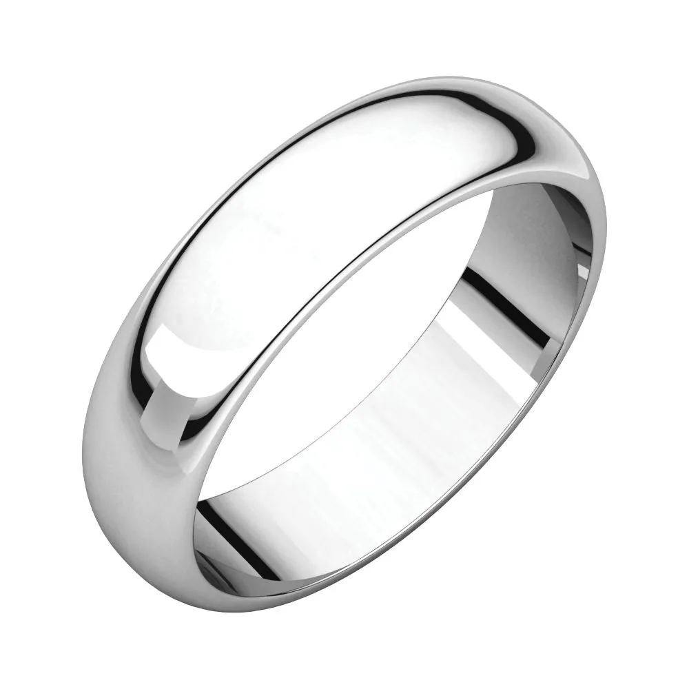 Platinum 5mm Half Round Band, Size 11.5