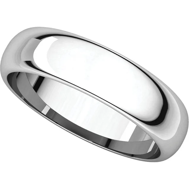 Platinum 5mm Half Round Band, Size 11.5