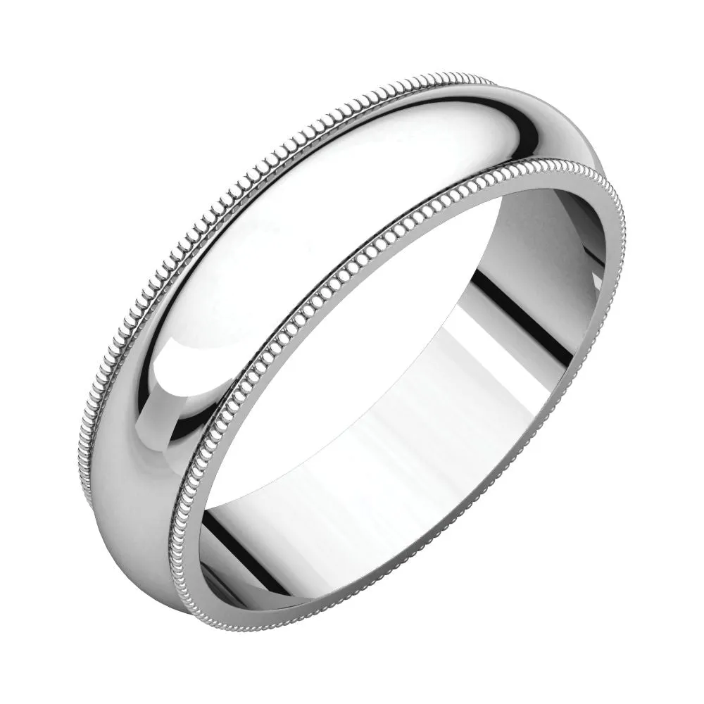 Platinum 5mm Milgrain Comfort Fit Band, Size 10.5