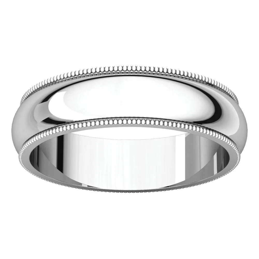 Platinum 5mm Milgrain Comfort Fit Band, Size 10.5