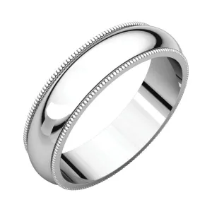 Platinum 5mm Milgrain Comfort Fit Band, Size 10.5