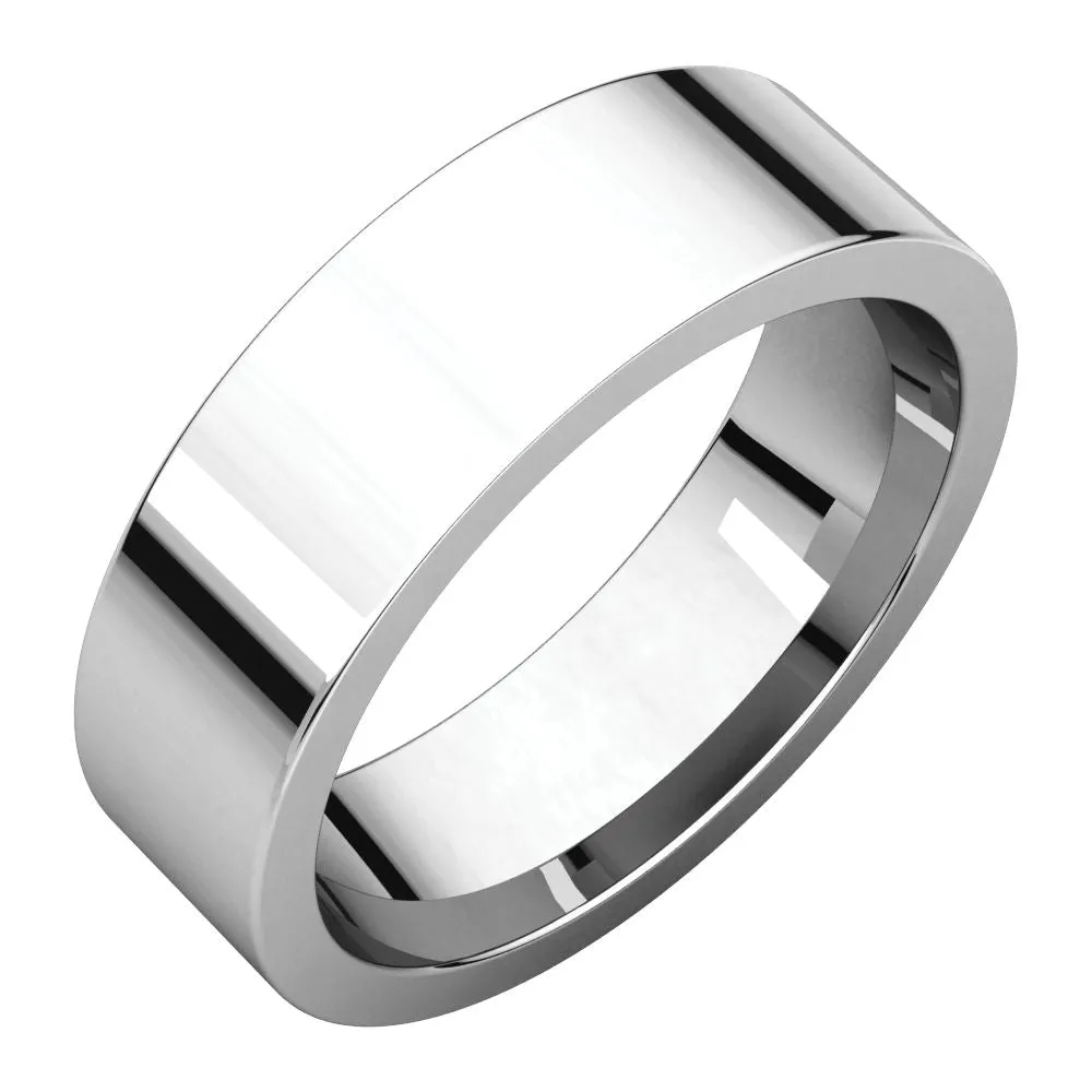 Platinum 6mm Flat Comfort Fit Band, Size 8.5