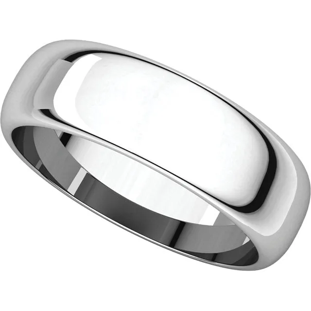 Platinum 6mm Half Round Band, Size 8