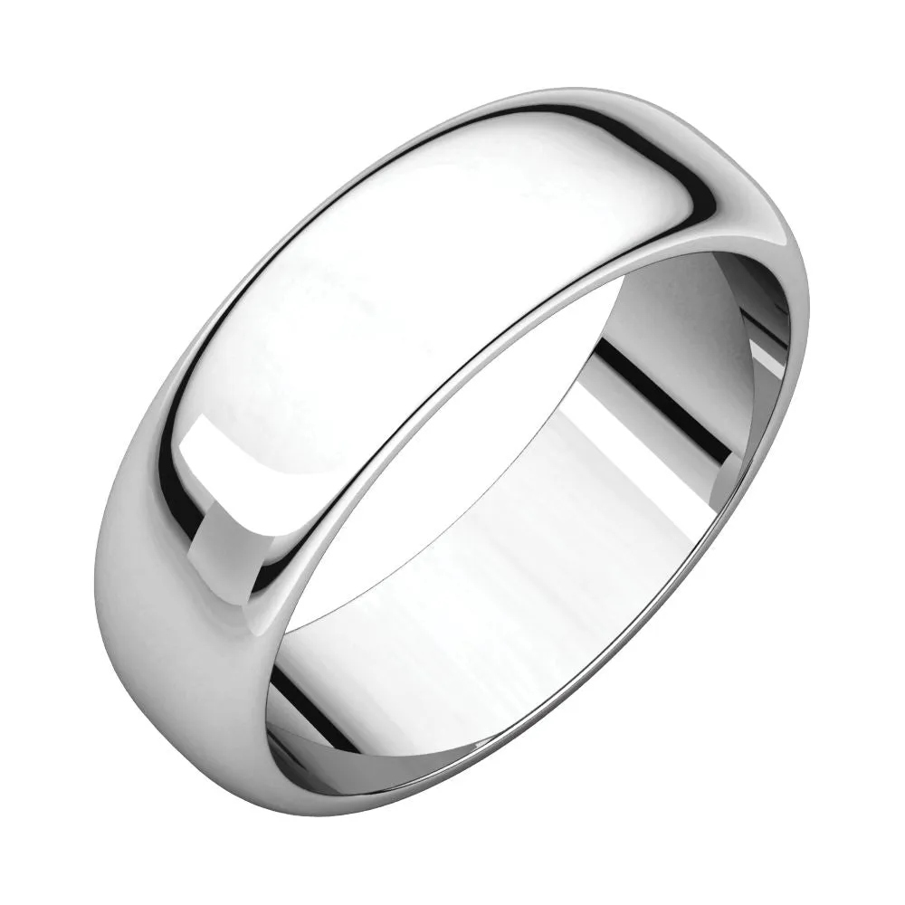 Platinum 6mm Half Round Band, Size 8
