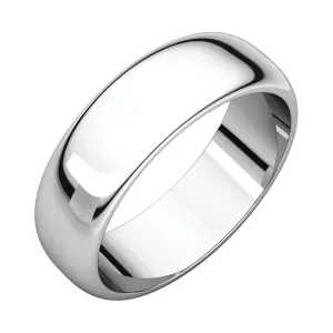 Platinum 6mm Half Round Band, Size 8