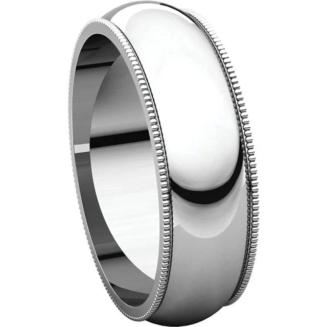 Platinum 6mm Milgrain Band, Size 9.5