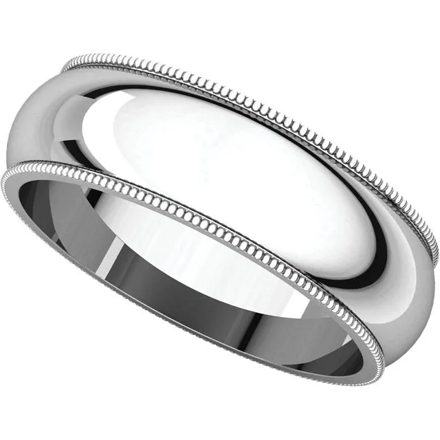 Platinum 6mm Milgrain Band, Size 9.5