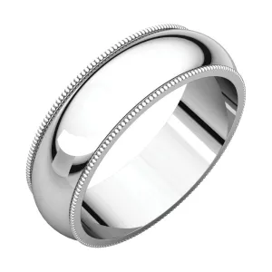 Platinum 6mm Milgrain Band, Size 9.5
