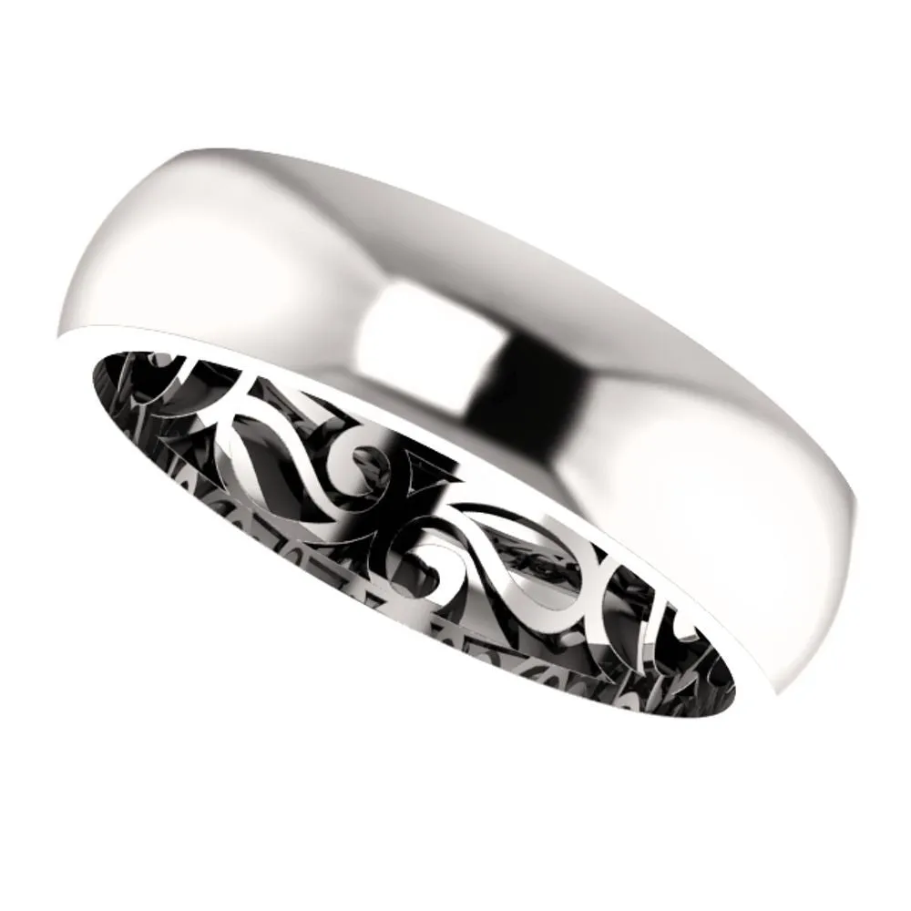 Platinum 6mm Paisley Design Band Size 7.5